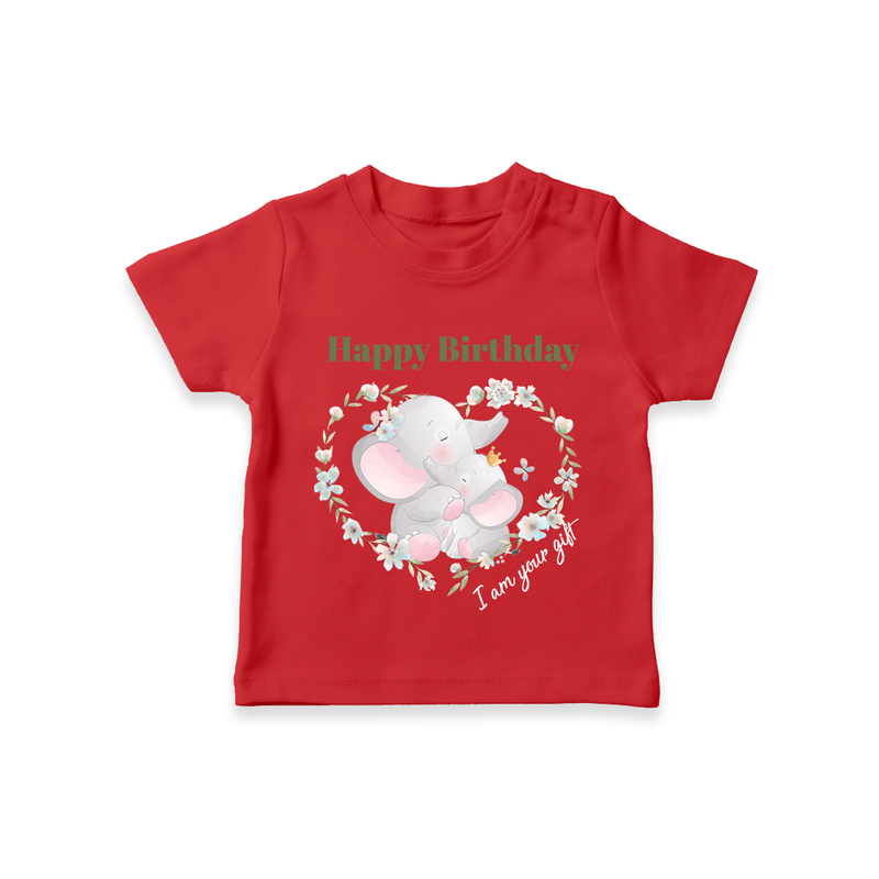 "Happy Birthday Mom - The Cutest Kids T-Shirt For Heartfelt Memories" - RED - 0-5 Months Old (Chest 17")