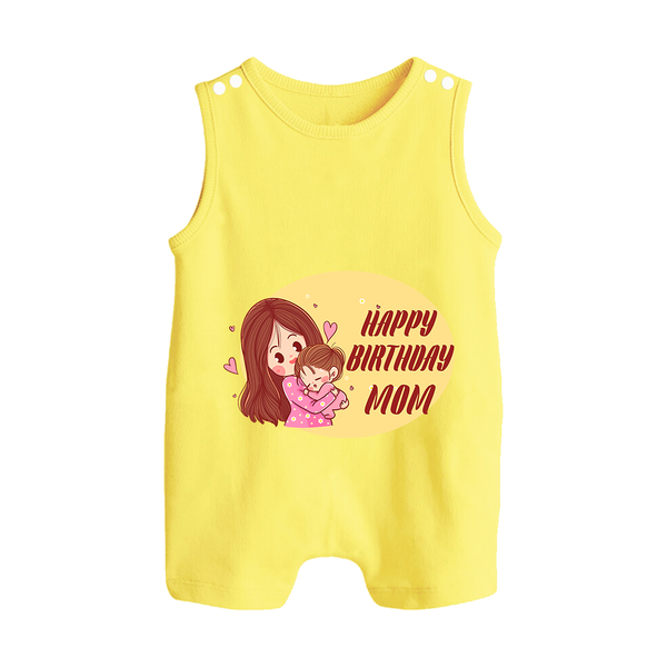 Baby's First Gift to Mom | Happy Birthday Romper/Sleeveless Romper | Perfect for Photos - PASTEL YELLOW - 0 - 5 Months Old (Chest 18")