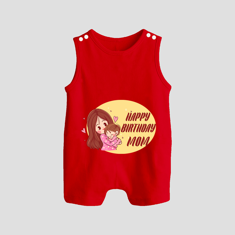 Baby's First Gift to Mom | Happy Birthday Romper/Sleeveless Romper | Perfect for Photos - RED - 0 - 5 Months Old (Chest 18")