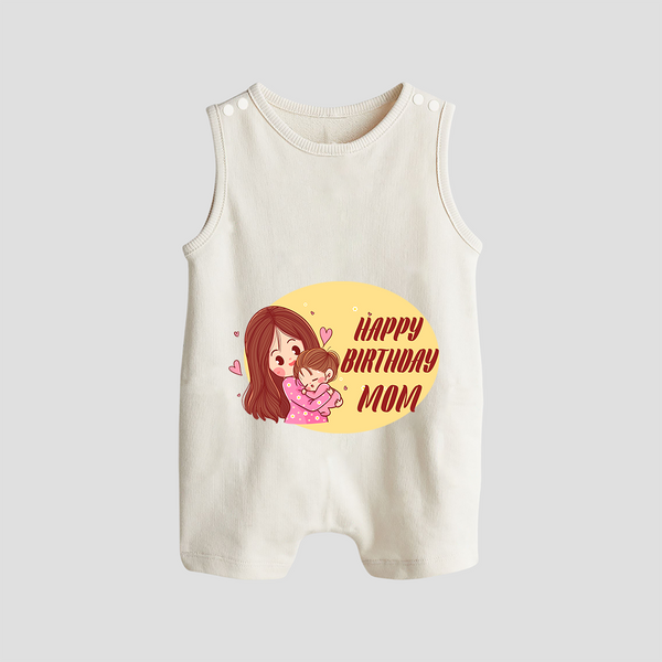 Baby's First Gift to Mom | Happy Birthday Romper/Sleeveless Romper | Perfect for Photos - WHITE - 0 - 5 Months Old (Chest 18")