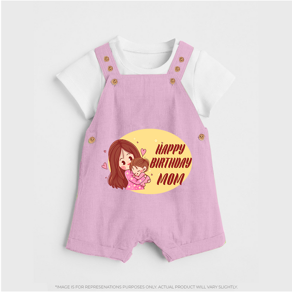Baby's First Gift to Mom | Happy Birthday Dungaree Set | Perfect for Photos - BABY PINK - 0 - 5 Months Old (Chest 18")
