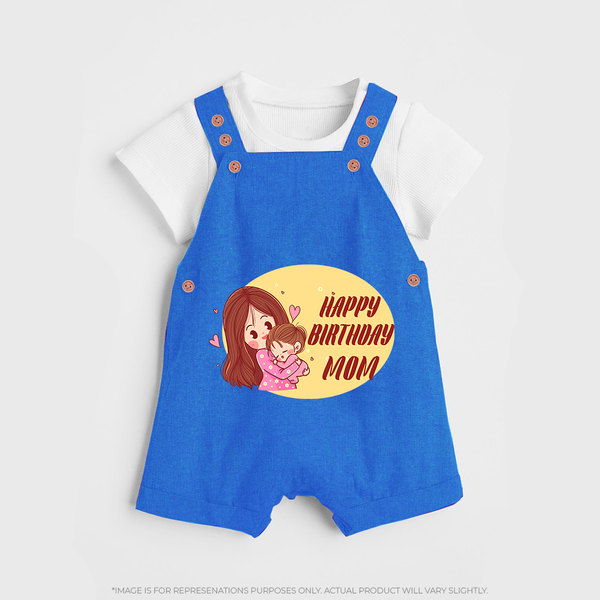 Baby's First Gift to Mom | Happy Birthday Dungaree Set | Perfect for Photos - COBALT BLUE - 0 - 5 Months Old (Chest 18")
