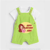 Baby's First Gift to Mom | Happy Birthday Dungaree Set | Perfect for Photos - GREEN - 0 - 5 Months Old (Chest 18")