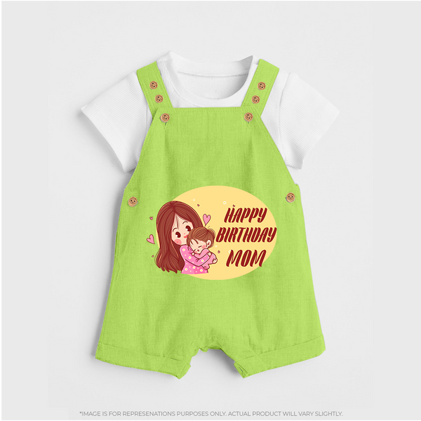 Baby's First Gift to Mom | Happy Birthday Dungaree Set | Perfect for Photos - GREEN - 0 - 5 Months Old (Chest 18")