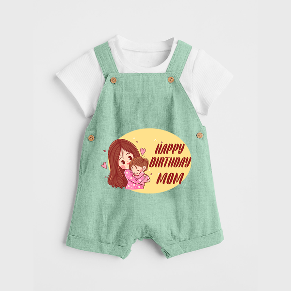 Baby's First Gift to Mom | Happy Birthday Dungaree Set | Perfect for Photos - MINT GREEN - 0 - 5 Months Old (Chest 18")