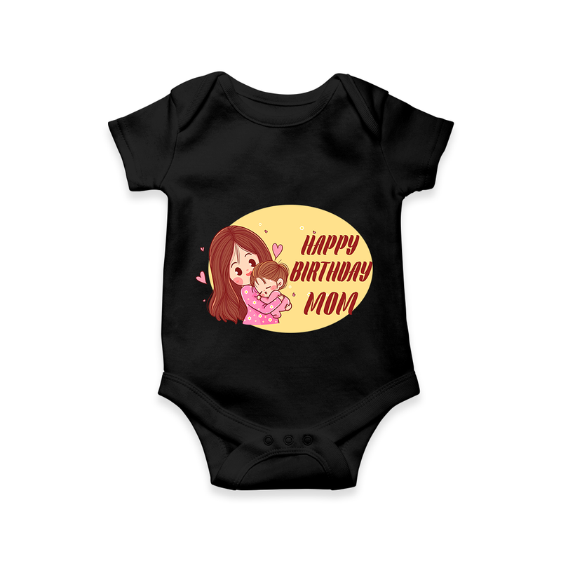 Baby's First Gift to Mom | Happy Birthday Romper/Onesie | Perfect for Photos - BLACK - 0 - 3 Months Old (Chest 16")