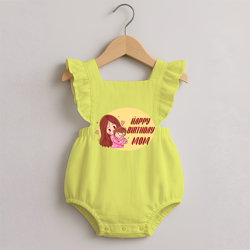 Baby's First Gift to Mom | Happy Birthday Romper Frock | Perfect for Photos - PASTEL YELLOW - 0 - 3 Months Old (Chest 19")