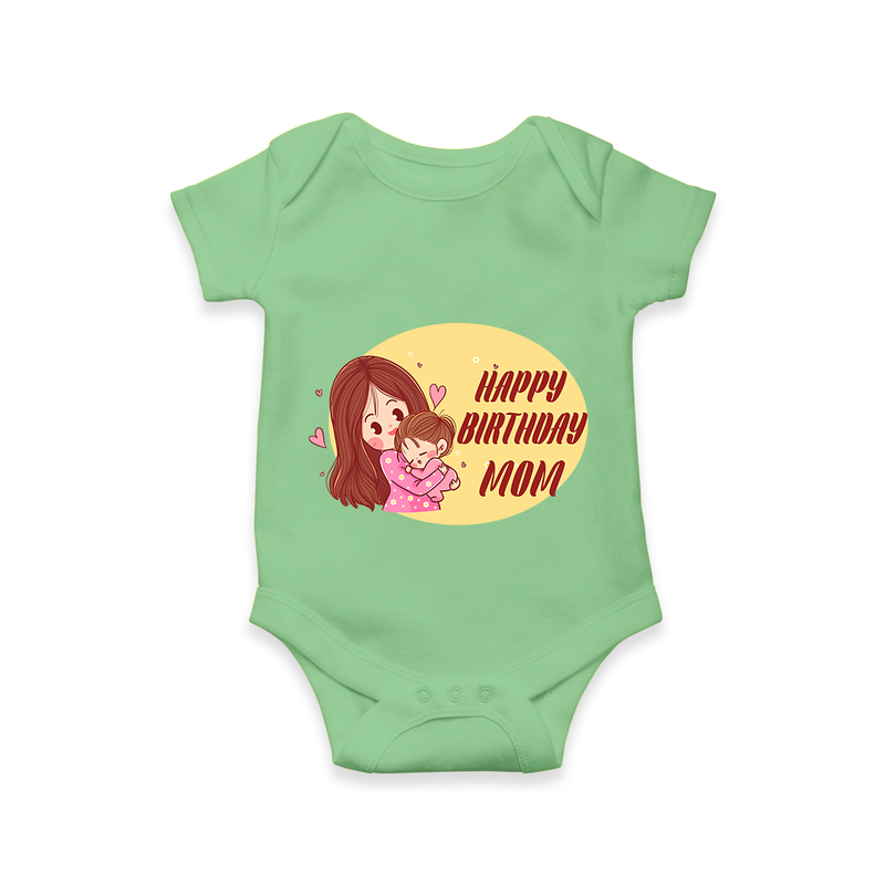Baby's First Gift to Mom | Happy Birthday Romper/Onesie | Perfect for Photos - GREEN - 0 - 3 Months Old (Chest 16")