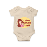 Baby's First Gift to Mom | Happy Birthday Romper/Onesie | Perfect for Photos - IVORY - 0 - 3 Months Old (Chest 16")