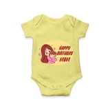 Baby's First Gift to Mom | Happy Birthday Romper/Onesie | Perfect for Photos - PASTEL YELLOW - 0 - 3 Months Old (Chest 16")