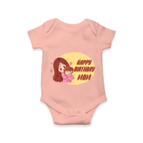 Baby's First Gift to Mom | Happy Birthday Romper/Onesie | Perfect for Photos - PEACH - 0 - 3 Months Old (Chest 16")