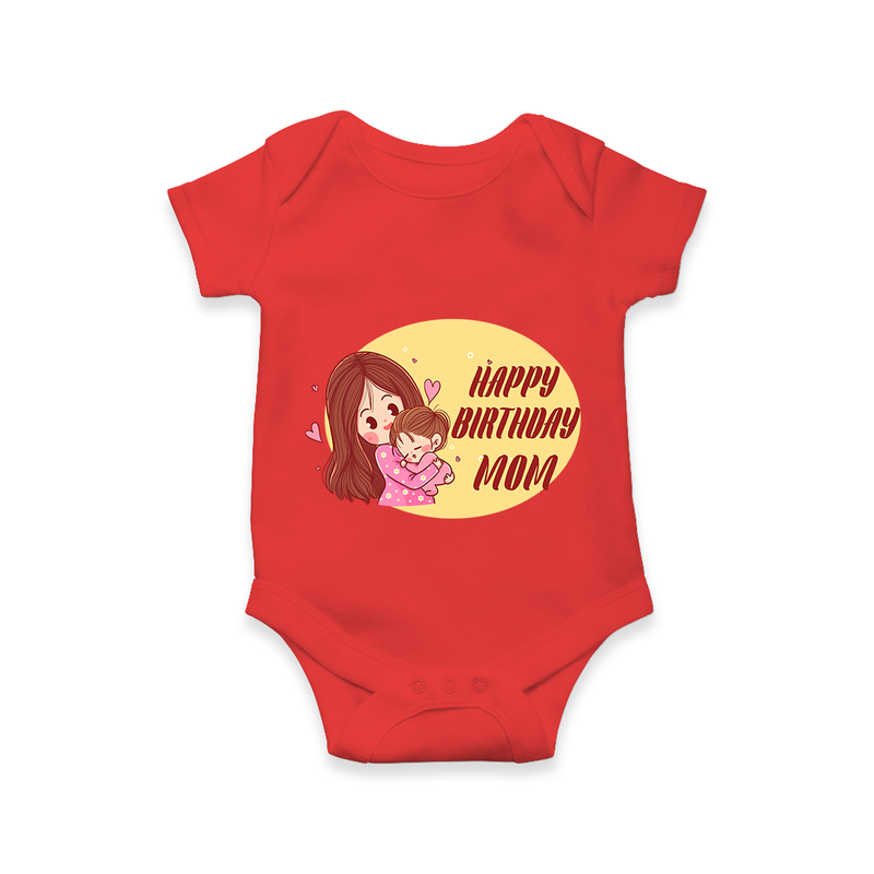 "MomÕs Birthday Bash - Capture The Moment With This Baby Romper" - RED - 0 - 3 Months Old (Chest 16")