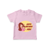 Baby's First Gift to Mom | Happy Birthday T-Shirt | Perfect for Photos - BABY PINK - 0-5 Months Old (Chest 17")