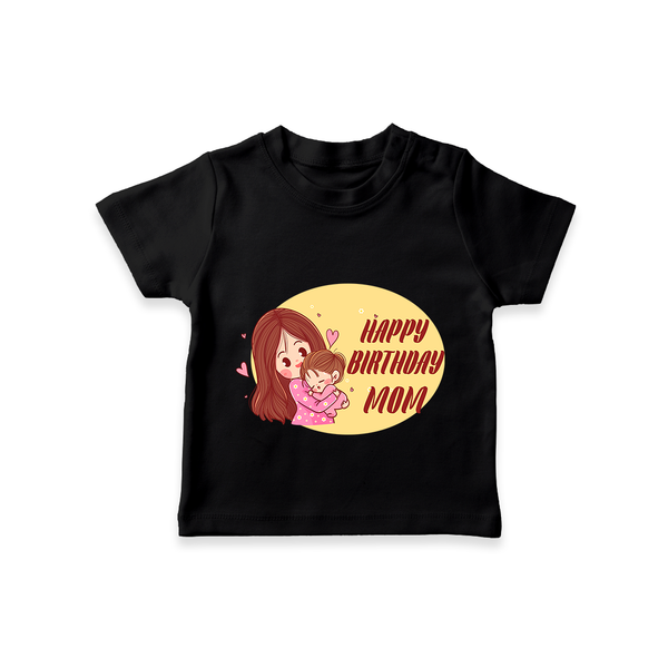 Baby's First Gift to Mom | Happy Birthday T-Shirt | Perfect for Photos - BLACK - 0-5 Months Old (Chest 17")
