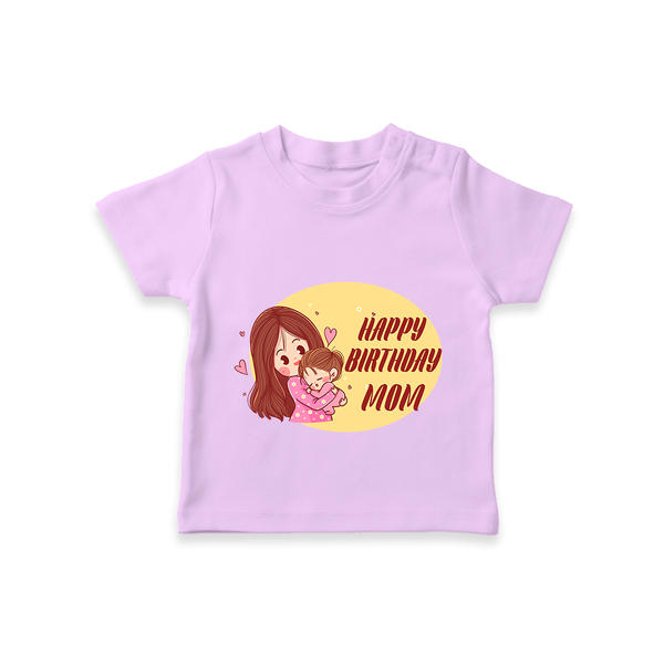 Baby's First Gift to Mom | Happy Birthday T-Shirt | Perfect for Photos - LILAC - 0-5 Months Old (Chest 17")