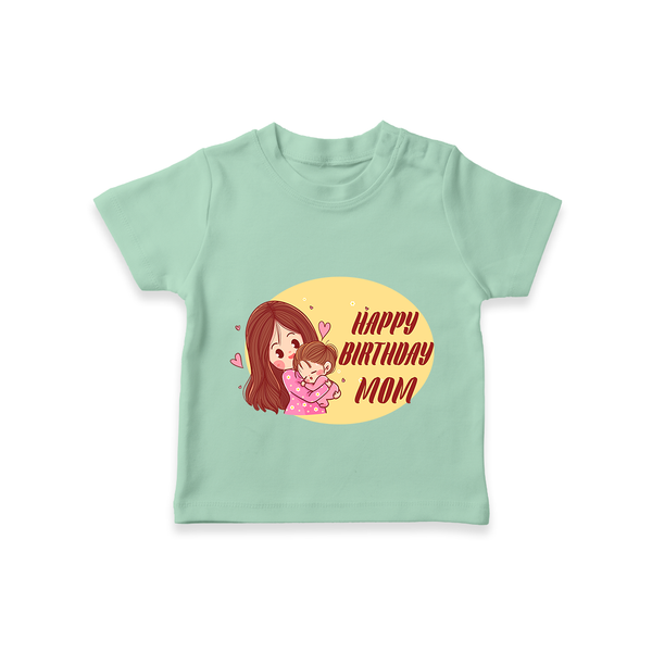 Baby's First Gift to Mom | Happy Birthday T-Shirt | Perfect for Photos - MINT GREEN - 0-5 Months Old (Chest 17")