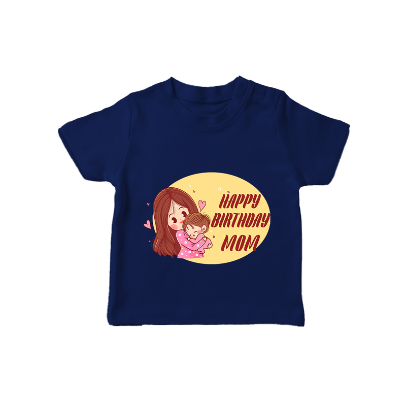 Baby's First Gift to Mom | Happy Birthday T-Shirt | Perfect for Photos - NAVY BLUE - 0-5 Months Old (Chest 17")