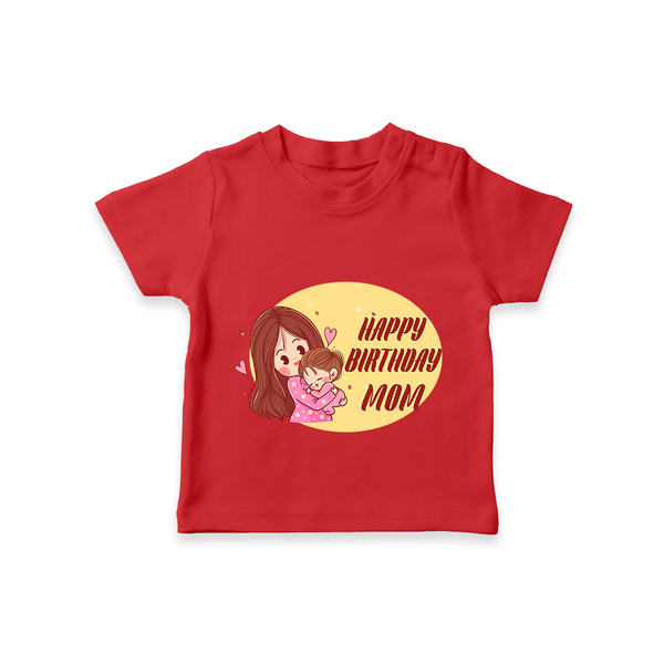 Baby's First Gift to Mom | Happy Birthday T-Shirt | Perfect for Photos - RED - 0-5 Months Old (Chest 17")