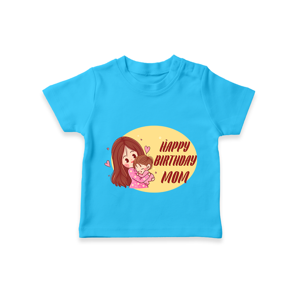 Baby's First Gift to Mom | Happy Birthday T-Shirt | Perfect for Photos - SKY BLUE - 0-5 Months Old (Chest 17")