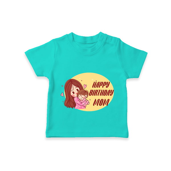 Baby's First Gift to Mom | Happy Birthday T-Shirt | Perfect for Photos - TEAL - 0-5 Months Old (Chest 17")