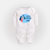 "The Cutest Baby Sleep Suit To Celebrate MomÕs Birthday In Style!" - WHITE - New Born (Chest 7.5")