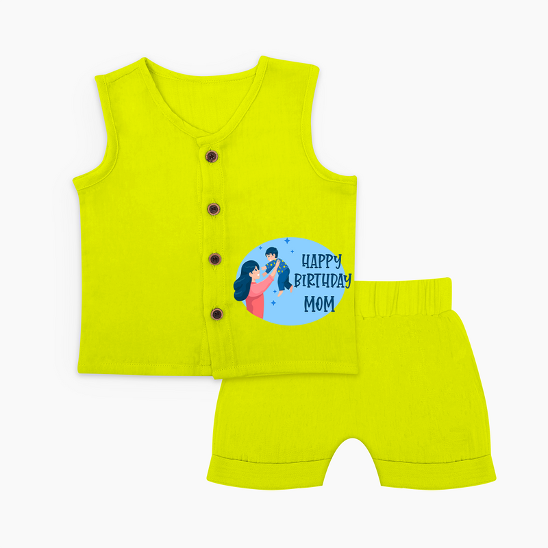 Happy Birthday Mom Baby Jabla Set | Soft Cotton Outfit for Newborns - LIME - 0 - 3 Months Old (Chest 9.8")