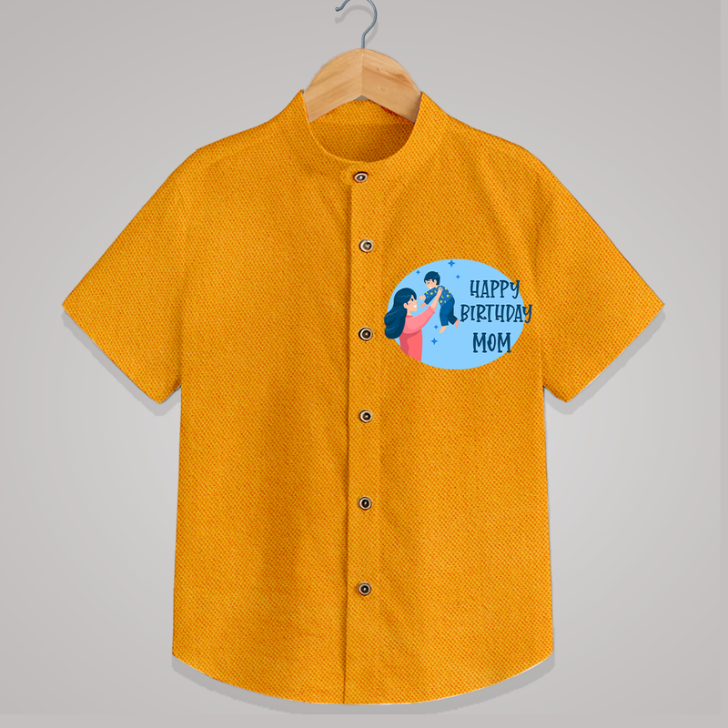 Happy Birthday Mom Baby Shirt | Soft Cotton Outfit for Newborns - CHROME YELLOW - 0 - 6 Months Old (Chest 23")