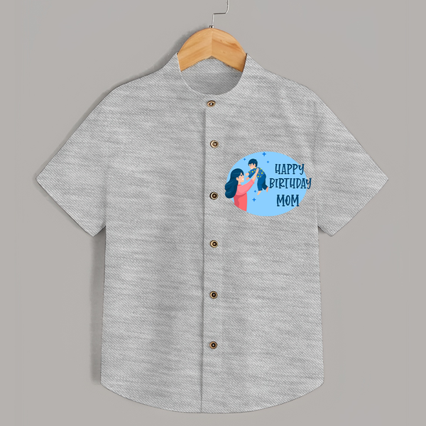 Happy Birthday Mom Baby Shirt | Soft Cotton Outfit for Newborns - GREY - 0 - 6 Months Old (Chest 23")