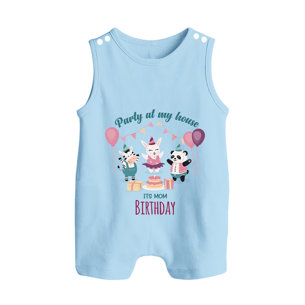 Baby Romper/Sleeveless Romper for Mommy's Birthday | Soft Cotton Outfit for Newborns - BABY BLUE - 0 - 5 Months Old (Chest 18")