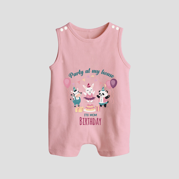 "Happy Birthday Mom - Stylish Baby Romper Suit To Share The Joy" - BABY PINK - 0 - 5 Months Old (Chest 18")