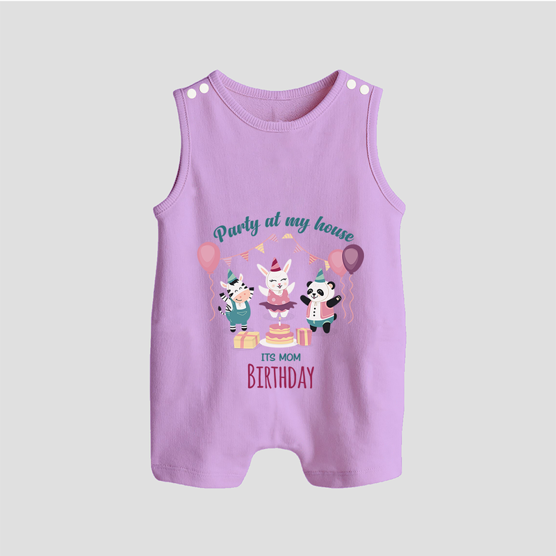 "Happy Birthday Mom - Stylish Baby Romper Suit To Share The Joy" - LILAC - 0 - 5 Months Old (Chest 18")