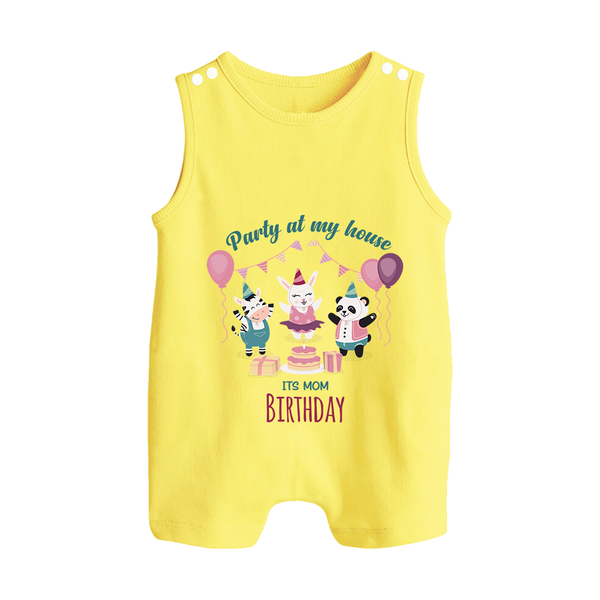 Baby Romper/Sleeveless Romper for Mommy's Birthday | Soft Cotton Outfit for Newborns - PASTEL YELLOW - 0 - 5 Months Old (Chest 18")