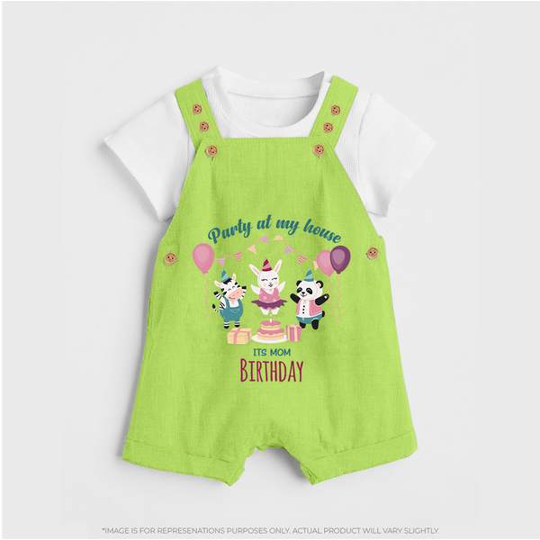Baby Dungaree Set for Mommy's Birthday | Soft Cotton Outfit for Newborns - GREEN - 0 - 5 Months Old (Chest 18")