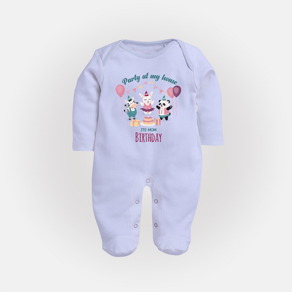 Baby Sleep Suit/Jumpsuit/Bodysuit for Mommy's Birthday | Soft Cotton Outfit for Newborns - BABY BLUE - New Born (Chest 7.5")
