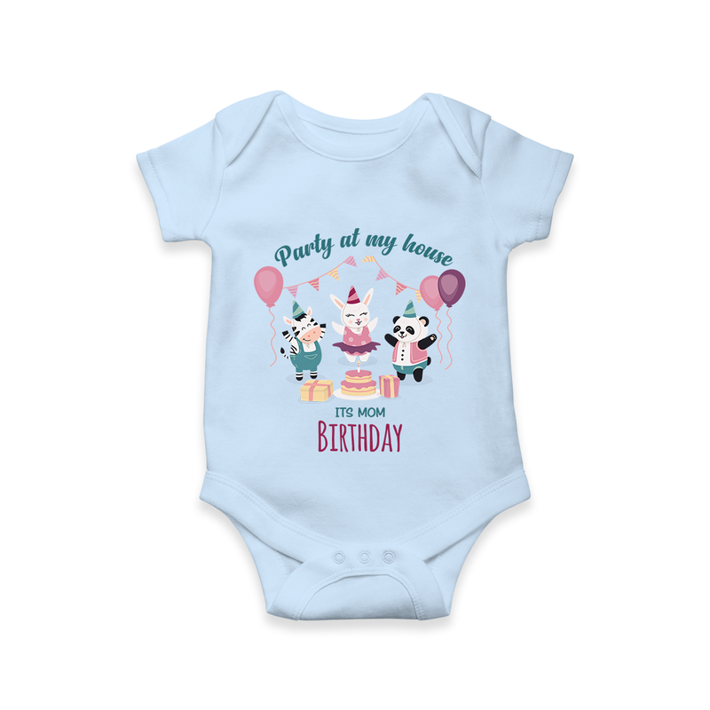 Baby Romper/Bodysuit for MommyÕs Birthday | Soft Cotton Outfit for Newborns - BABY BLUE - 0 - 3 Months Old (Chest 16")