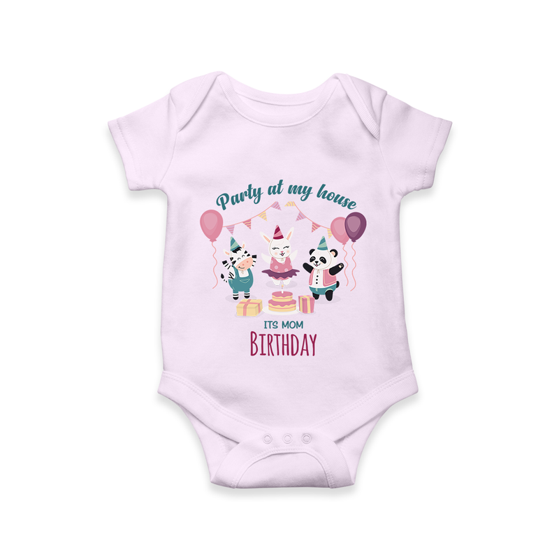 "Happy Birthday Mom - Stylish Baby Romper To Share The Joy" - LILAC - 0 - 3 Months Old (Chest 16")