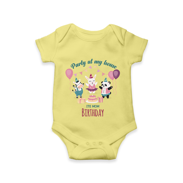 Baby Romper/Bodysuit for Mommy's Birthday | Soft Cotton Outfit for Newborns - PASTEL YELLOW - 0 - 3 Months Old (Chest 16")