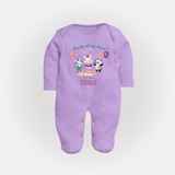 "Happy Birthday Mom - Stylish Baby Sleep Suit To Share The Joy" - LILAC - New Born (Chest 7.5")