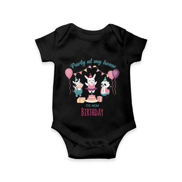Baby Romper/Bodysuit for Mommy's Birthday | Soft Cotton Outfit for Newborns - BLACK - 0 - 3 Months Old (Chest 16")