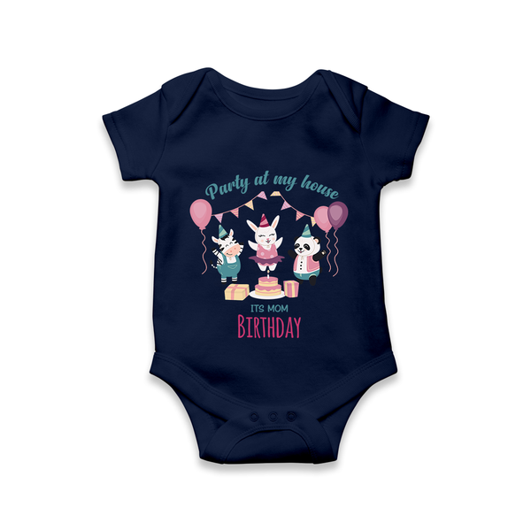 Baby Romper/Bodysuit for Mommy's Birthday | Soft Cotton Outfit for Newborns - NAVY BLUE - 0 - 3 Months Old (Chest 16")