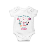 "Happy Birthday Mom - Stylish Baby Romper To Share The Joy" - WHITE - 0 - 3 Months Old (Chest 16")