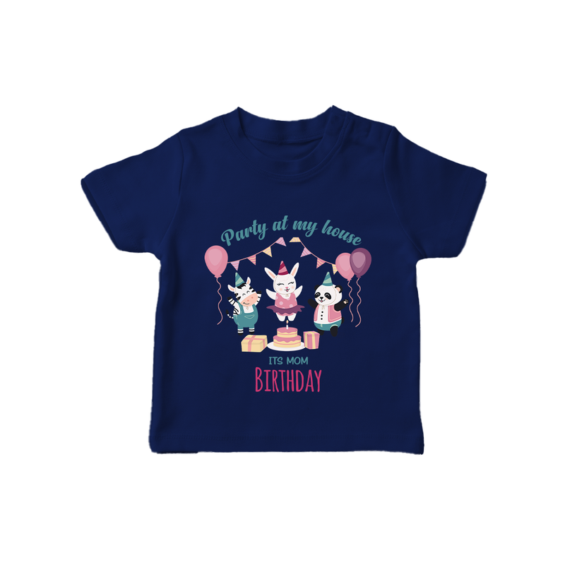 Baby T-Shirt for Mommy's Birthday | Soft Cotton Outfit for Newborns - NAVY BLUE - 0-5 Months Old (Chest 17")