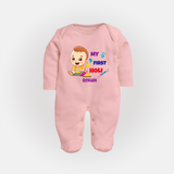 First Holi Memory Personalized Fullbody Suit - BABY PINK - New Born (Chest 7.5")