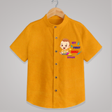 My First Holi - A Splash Of Colors & Joy With Our Customized Shirt For Kids With Name - CHROME YELLOW - 0 - 6 Months Old (Chest 23")