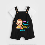 My First Holi - A Splash Of Colors & Joy With Our Customized Dungaree Set For Kids With Name - BLACK - 0 - 5 Months Old (Chest 18")