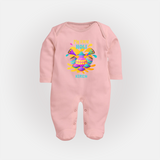 My First Holi - Dipped In Colors & Happiness With Our Customized Sleep Suit For Babies With Name - BABY PINK - New Born (Chest 7.5")