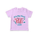 My First Holi - Let The Colors Speak With Our Customized T-Shirt For Kids With Name - LILAC - 0-5 Months Old (Chest 17")