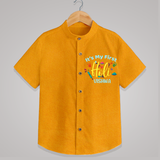 My First Holi - Let The Colors Speak With Our Customized Shirt For Kids With Name - CHROME YELLOW - 0 - 6 Months Old (Chest 23")