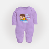 My First Holi - Tiny Hands, Big Colors With Our Customized Sleep Suit For Babies With Name - LILAC - New Born (Chest 7.5")