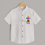 My First Holi - Sprinkled With Love & Colors With Our Customized Shirt For Kids With Name - WHITE - 0 - 6 Months Old (Chest 23")